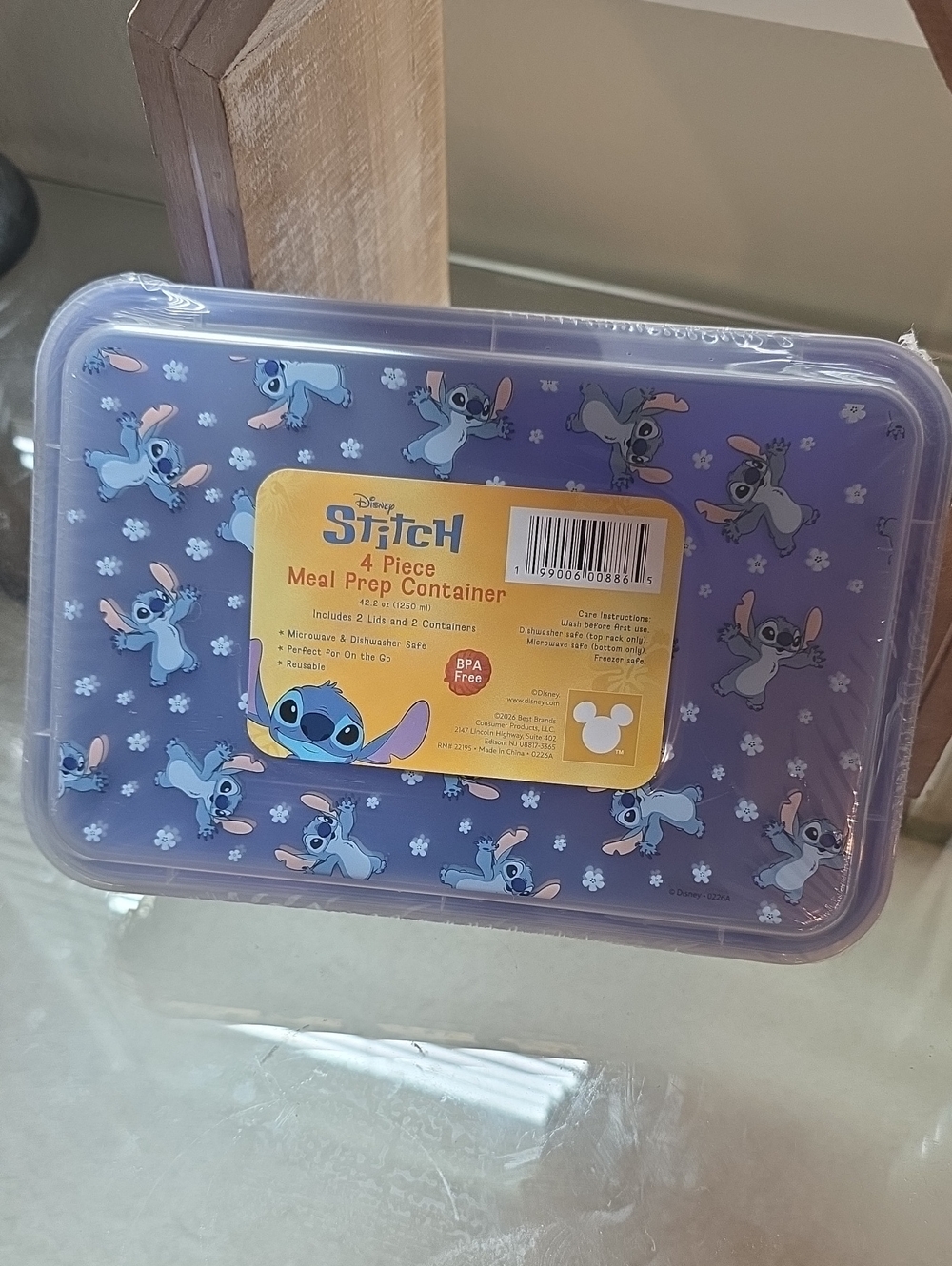 Disney Purple Stitch 4-Piece Meal Prep Container Set
